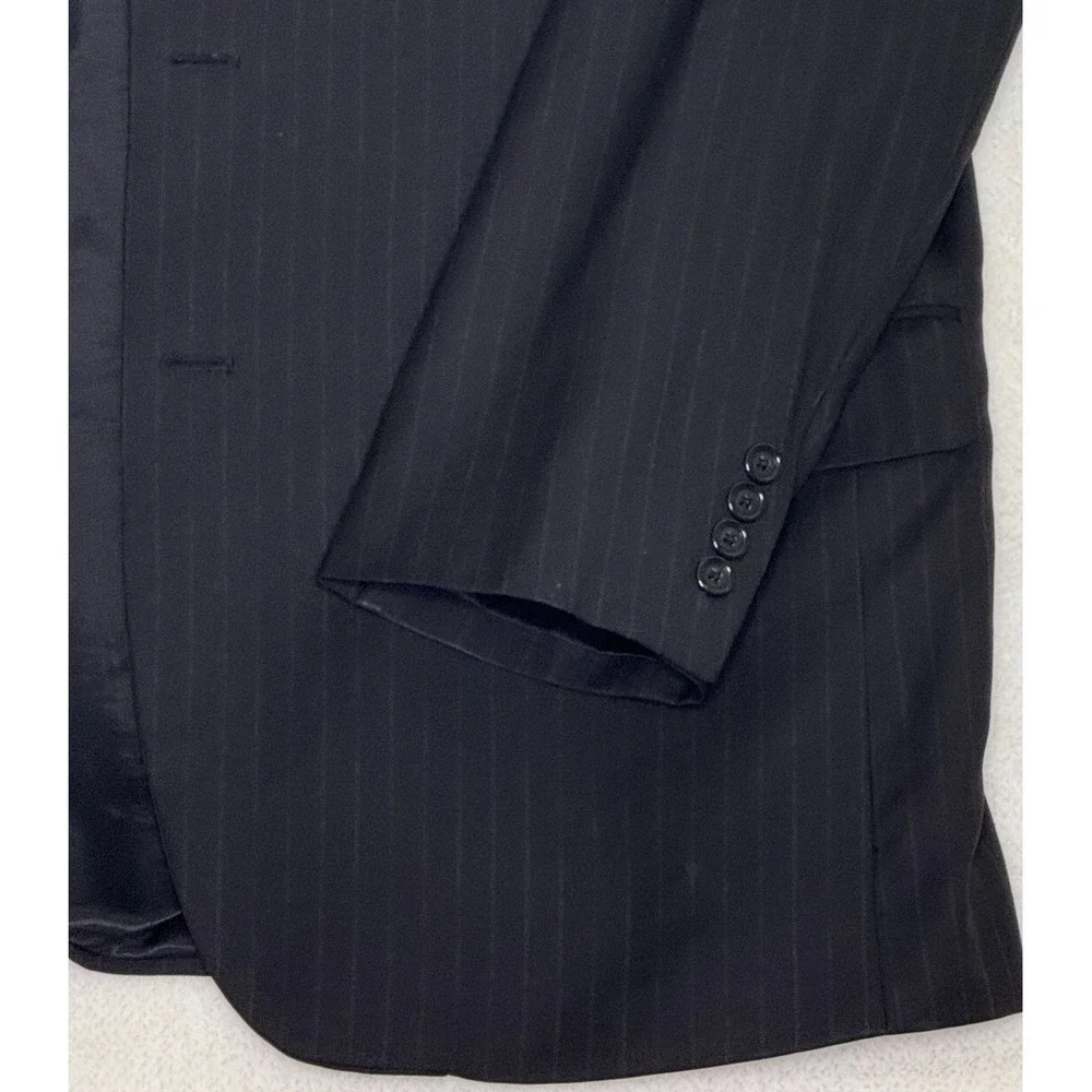 Jos. A.‎ Bank Mens 44R Black 100% Wool Blazer Striped